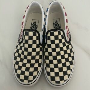 Vans slip ons. Checkered print. Size 9